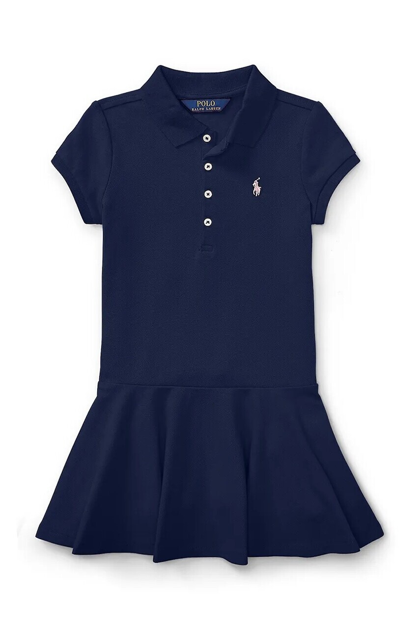 Dievčenské šaty Polo Ralph Lauren tmavomodrá farba, mini, rovný strih, 312624740001