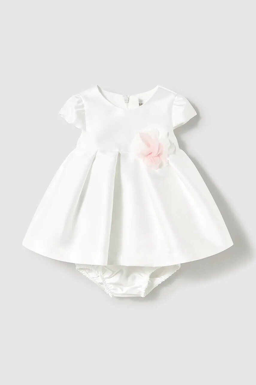 Šaty pre bábätká Mayoral Newborn biela farba, mini, áčkový strih, 1861
