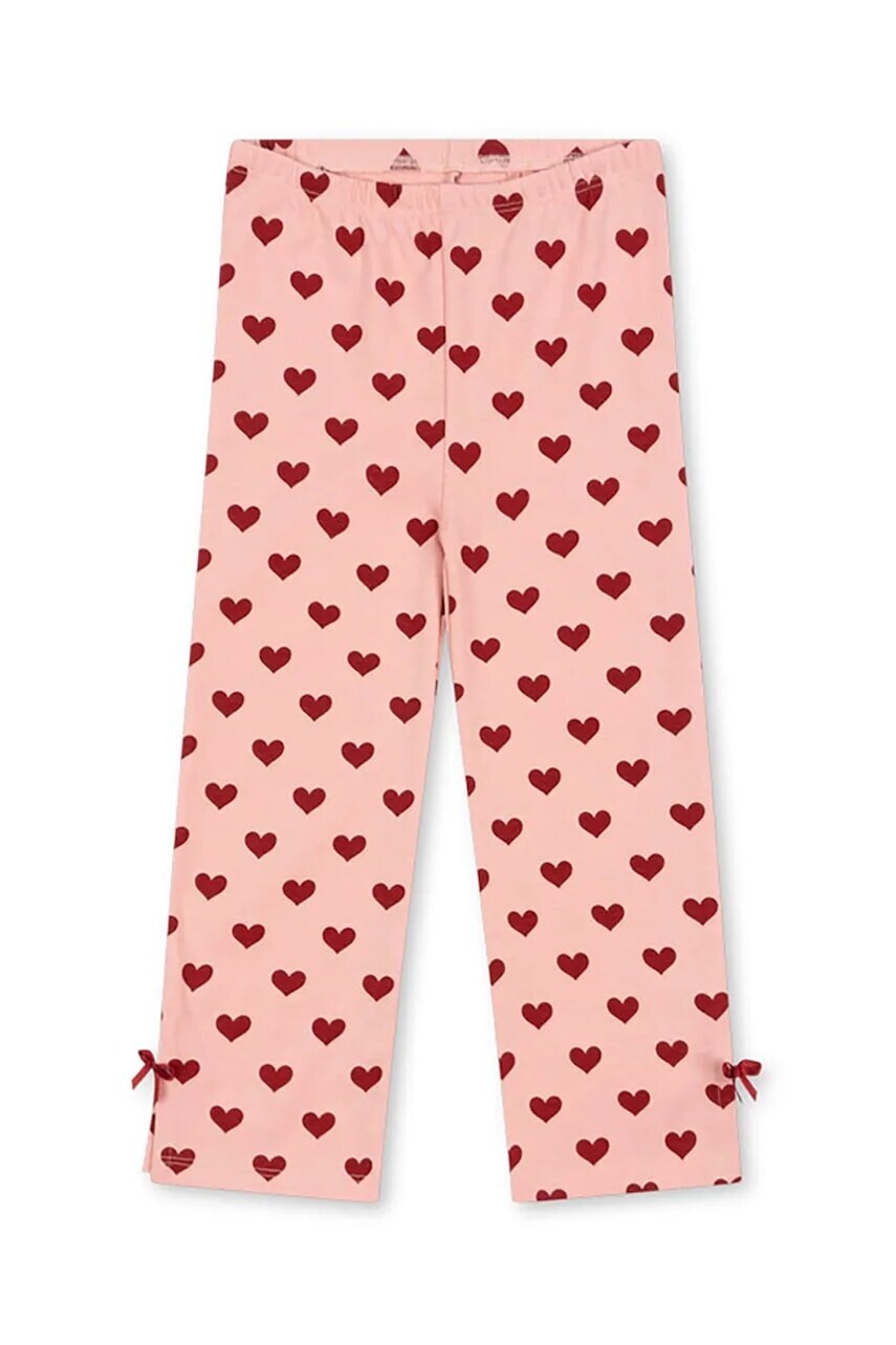 Detské bavlnené nohavice Konges Sløjd DREY SLIT PANTS GOTS ružová farba, vzorované, KS102568