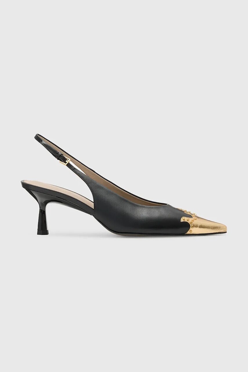 Kožené lodičky AllSaints Denver Slingback čierna farba, W068FC