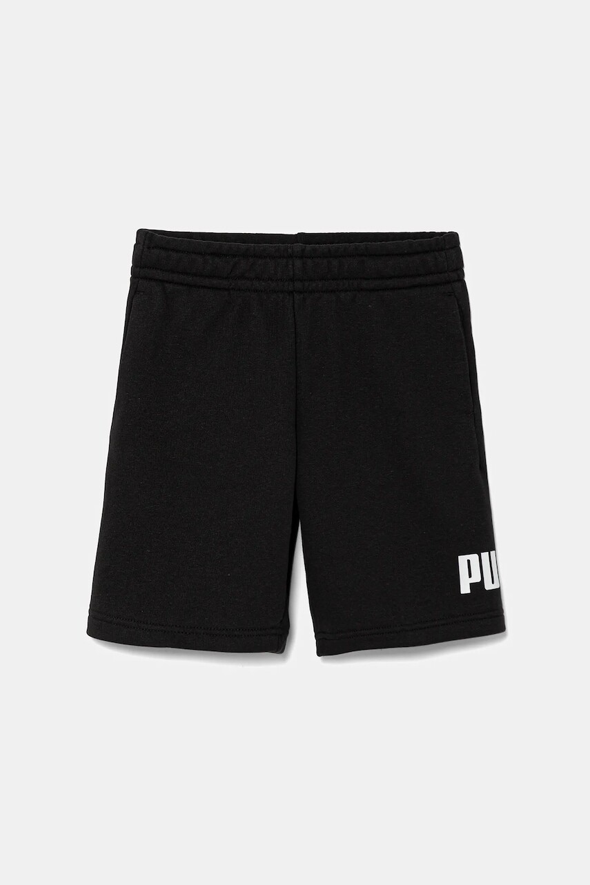 Detské krátke nohavice Puma ESS No. 1 Logo Shorts TR čierna farba, nastaviteľný pás 684918
