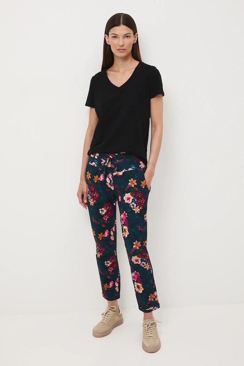 Bavlnené tepláky Medicine tyrkysová farba, vzorované