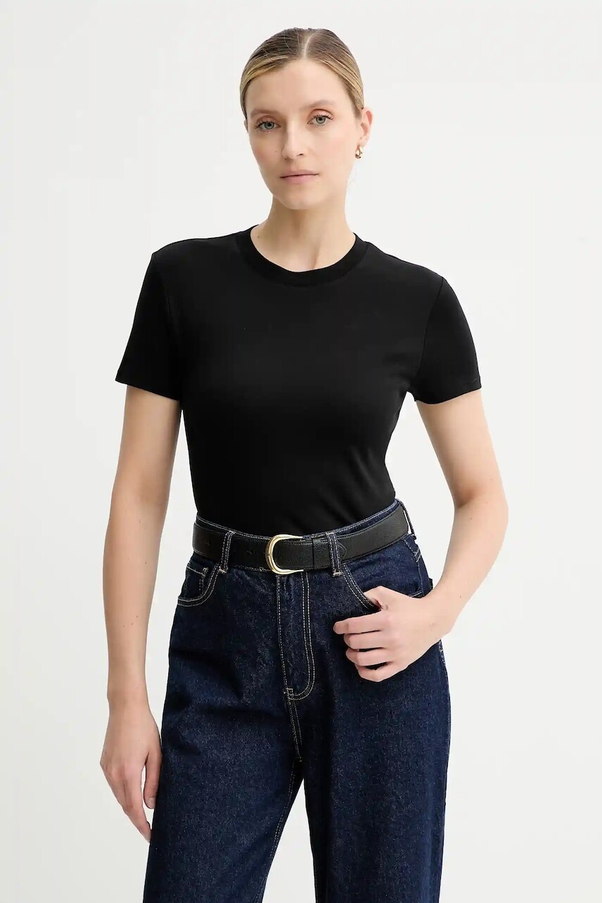 Bavlnené tričko Calvin Klein dámske, čierna farba, LV044C216G