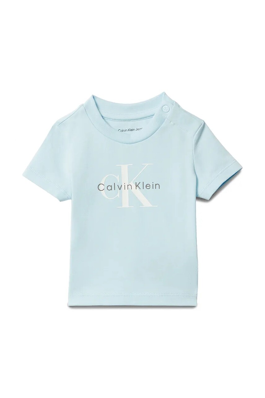 Tričko pre bábätko Calvin Klein Jeans modrá farba, s potlačou, IN0IN00334