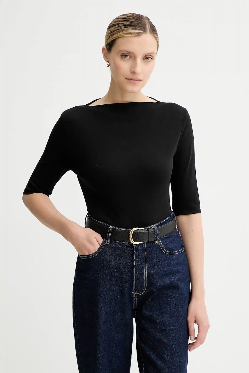 Bavlnené tričko Calvin Klein dámske, čierna farba, LV044C217G