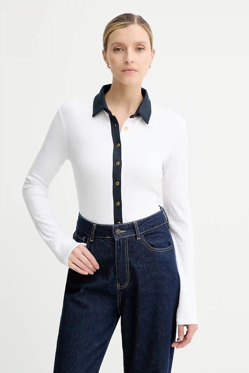 Tričko s dlhým rukávom Rag & Bone biela farba, RE0C25FP3LW