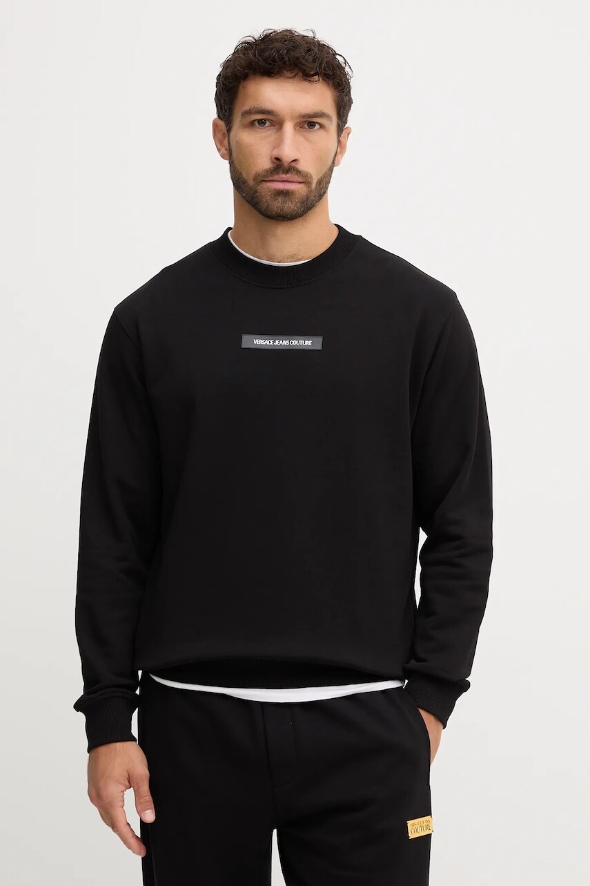 Bavlnená mikina Versace Jeans Couture čierna farba, s nášivkou, 79GAIT02 CF01T