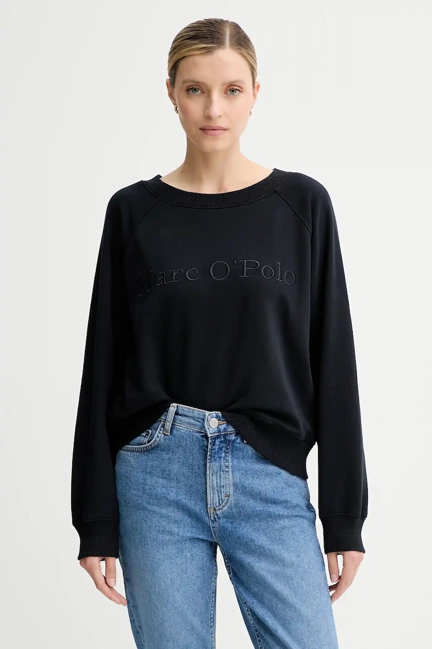 Bavlnená mikina Marc O'Polo tmavomodrá farba, s nášivkou, 508407354063