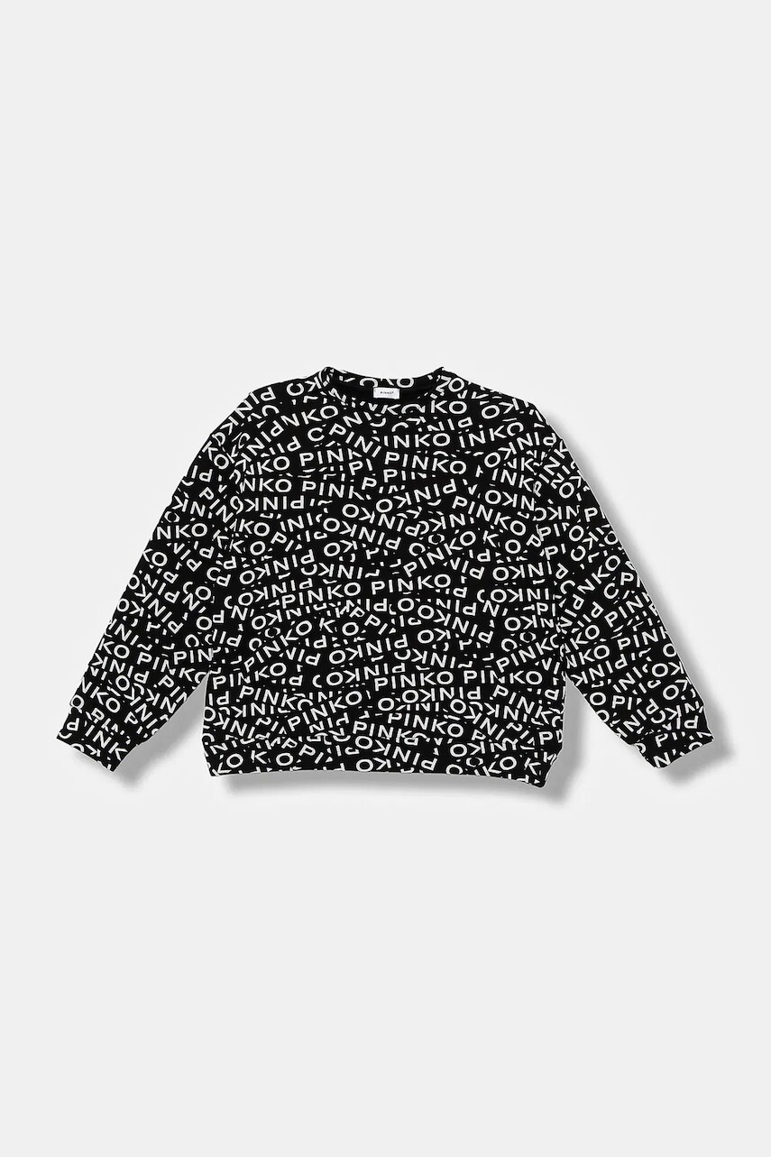 Detská bavlnená mikina Pinko čierna farba, vzorovaná, KFFE017.C.FE014