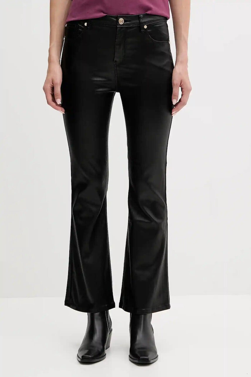 Nohavice Gaudi čierna farba, zvony, vysoký pás, 521BD25016