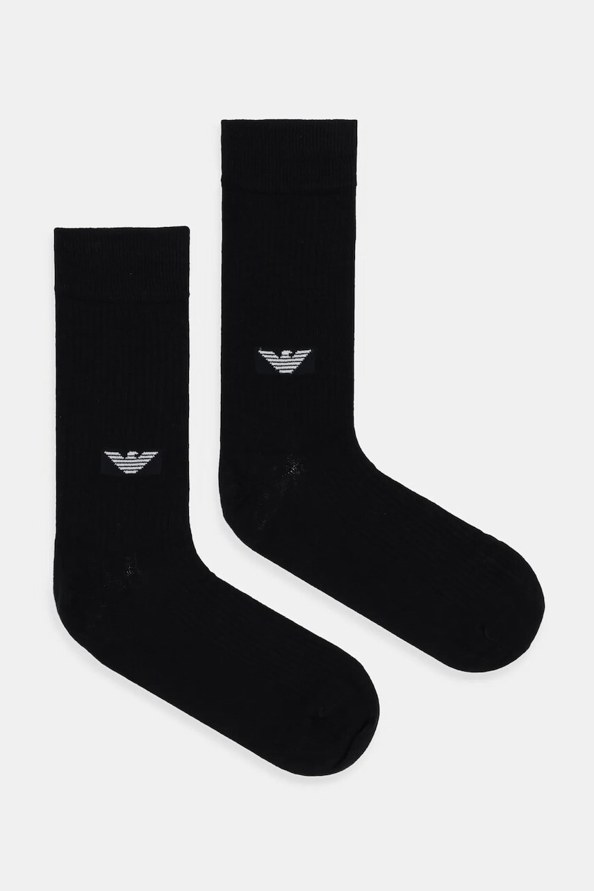 Ponožky Emporio Armani Underwear 2-pak čierna farba, EM000543 AF17788