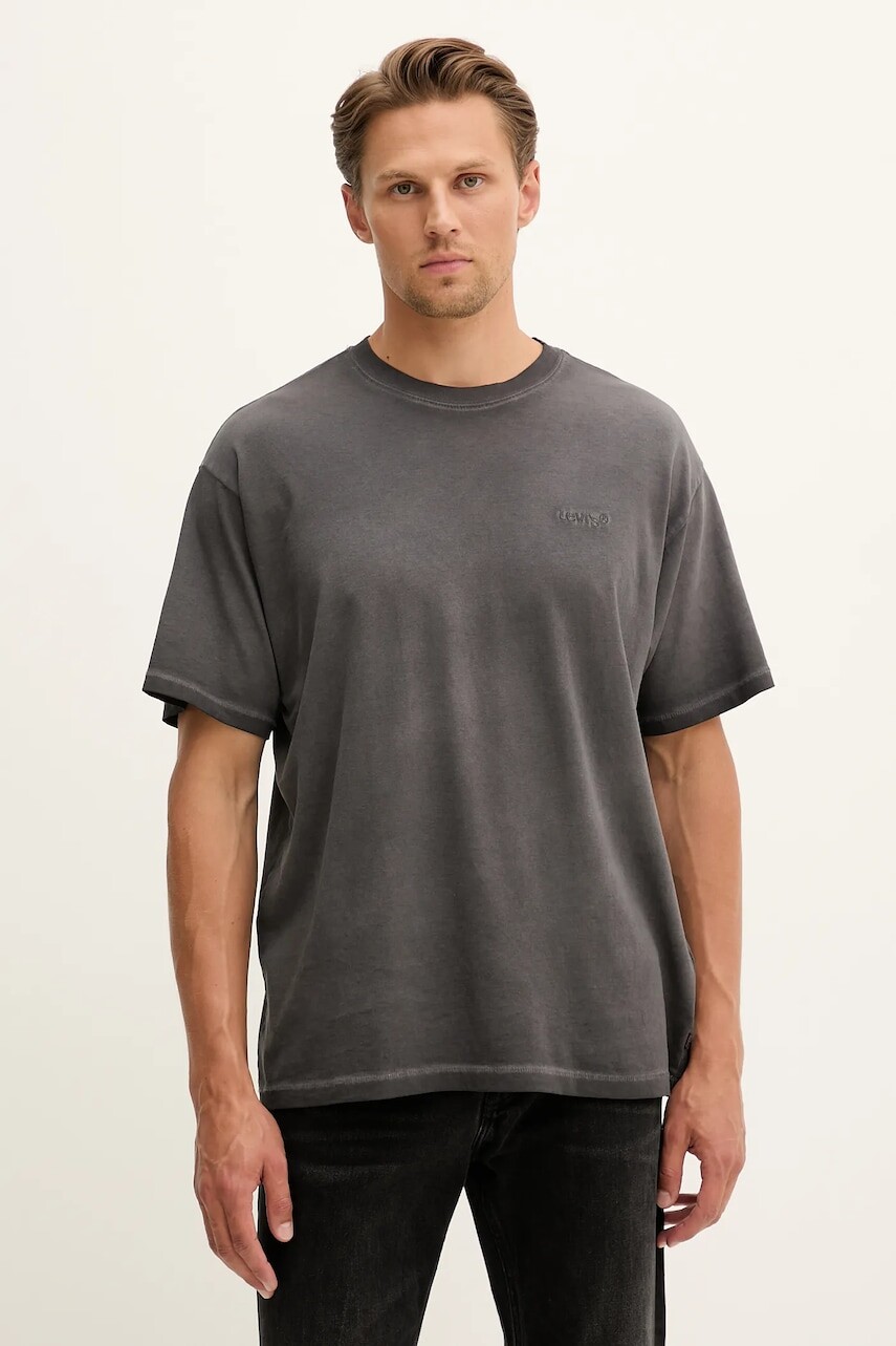 Bavlnené tričko Levi's pánske, šedá farba, jednofarebné, A0637