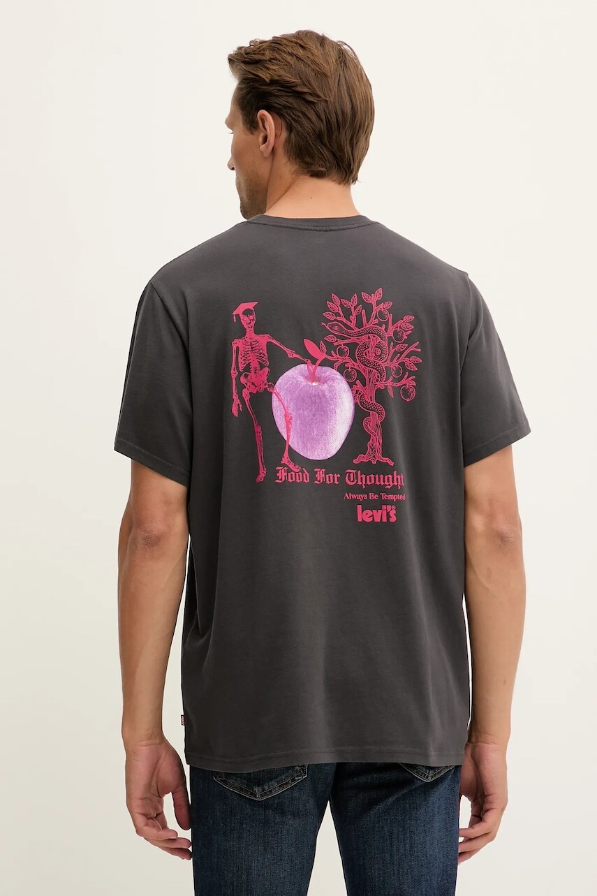 Bavlnené tričko Levi's pánske, šedá farba, s potlačou, A2082