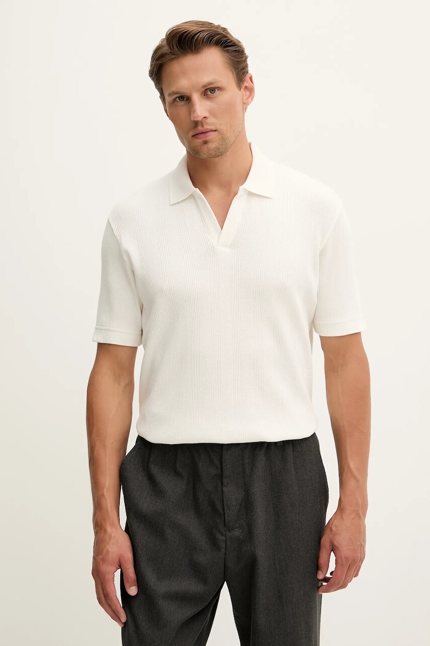 Polo tričko Marc O'Polo pánske, béžová farba, jednofarebné, 528304053226