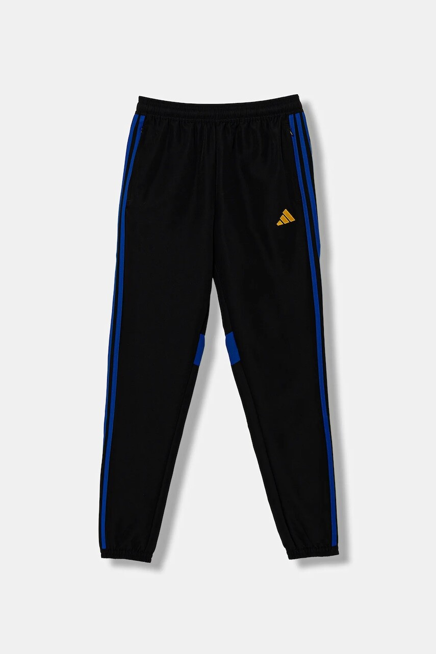 Detské tepláky adidas Performance čierna farba, s nášivkou, JX2225
