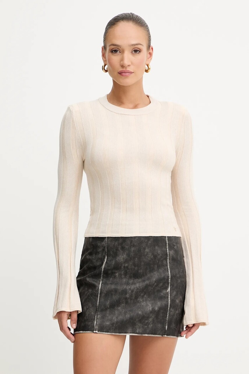 Sveter s prímesou vlny Guess GEMMA béžová farba, ľahký, W5YR13 Z3OT0