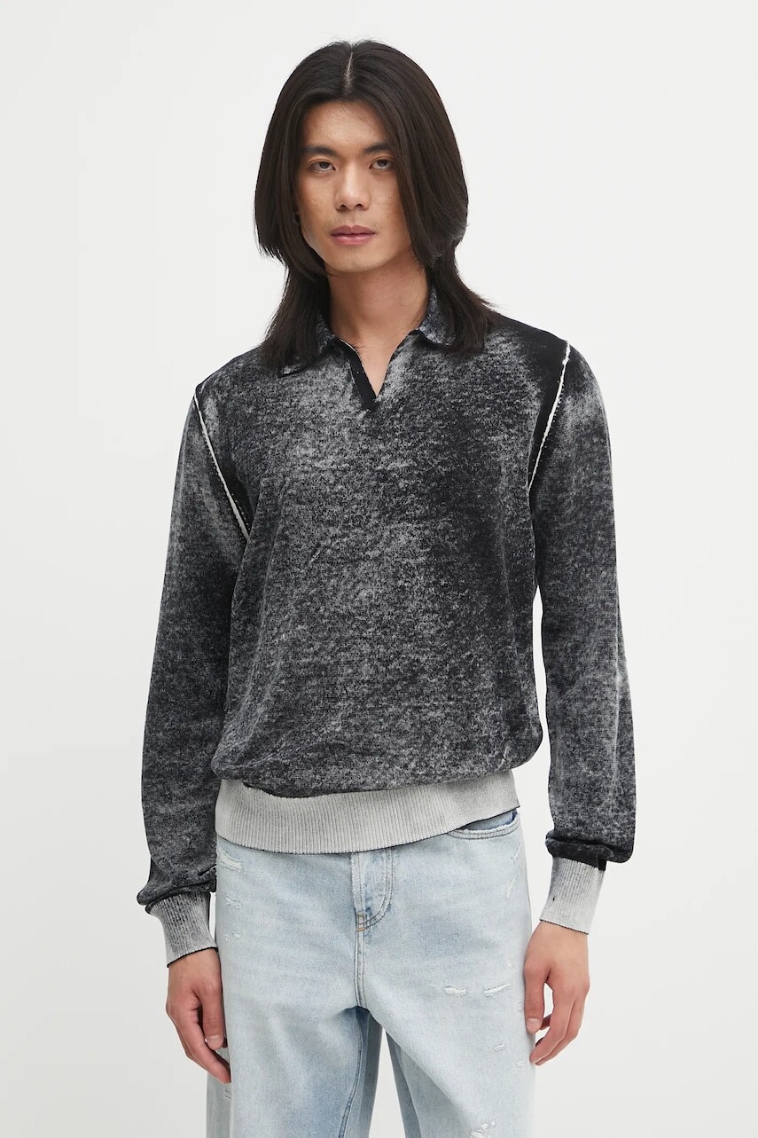 Bavlnený sveter Diesel K-LORENZO čierna farba, ľahký, A14849.0BEAR