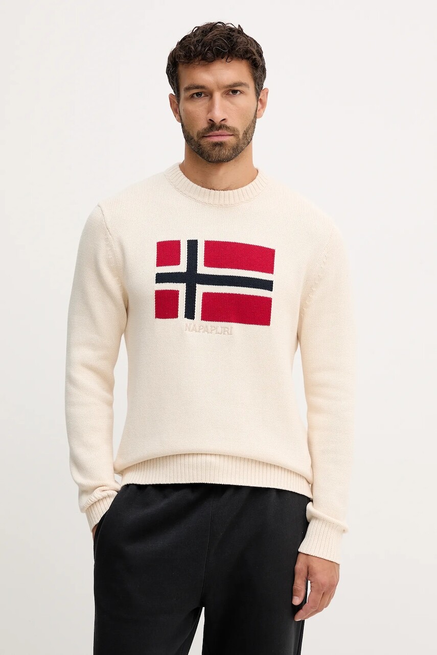Bavlnený sveter Napapijri D-Mura béžová farba, NP0A891UN1J1