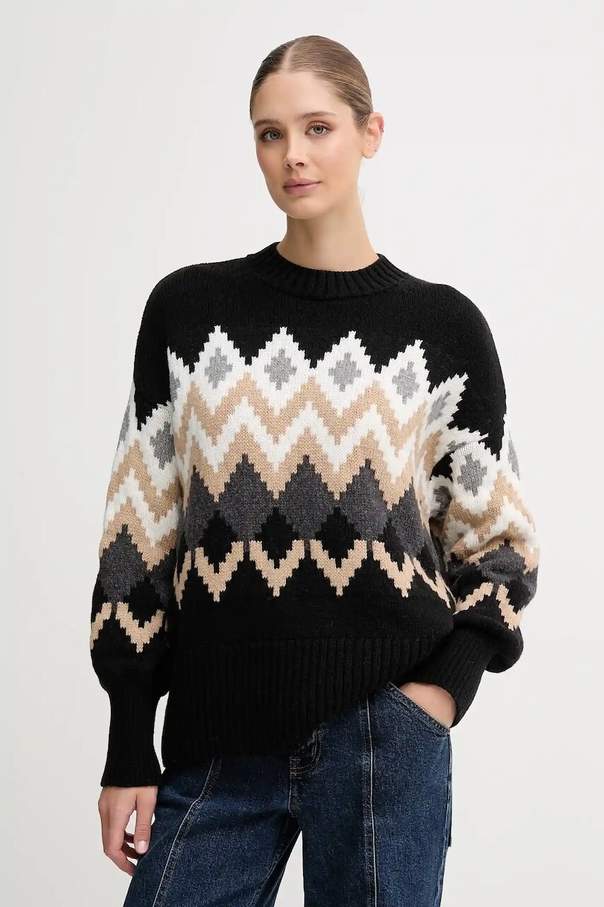 Vlnený sveter Barbour CECELIA čierna farba, LKN1676