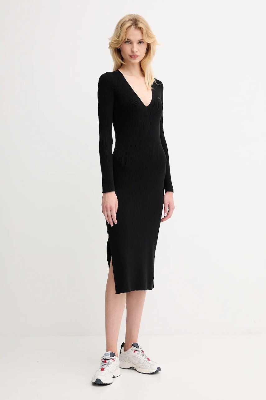 Šaty Lacoste čierna farba, maxi, priliehavé, EF4175
