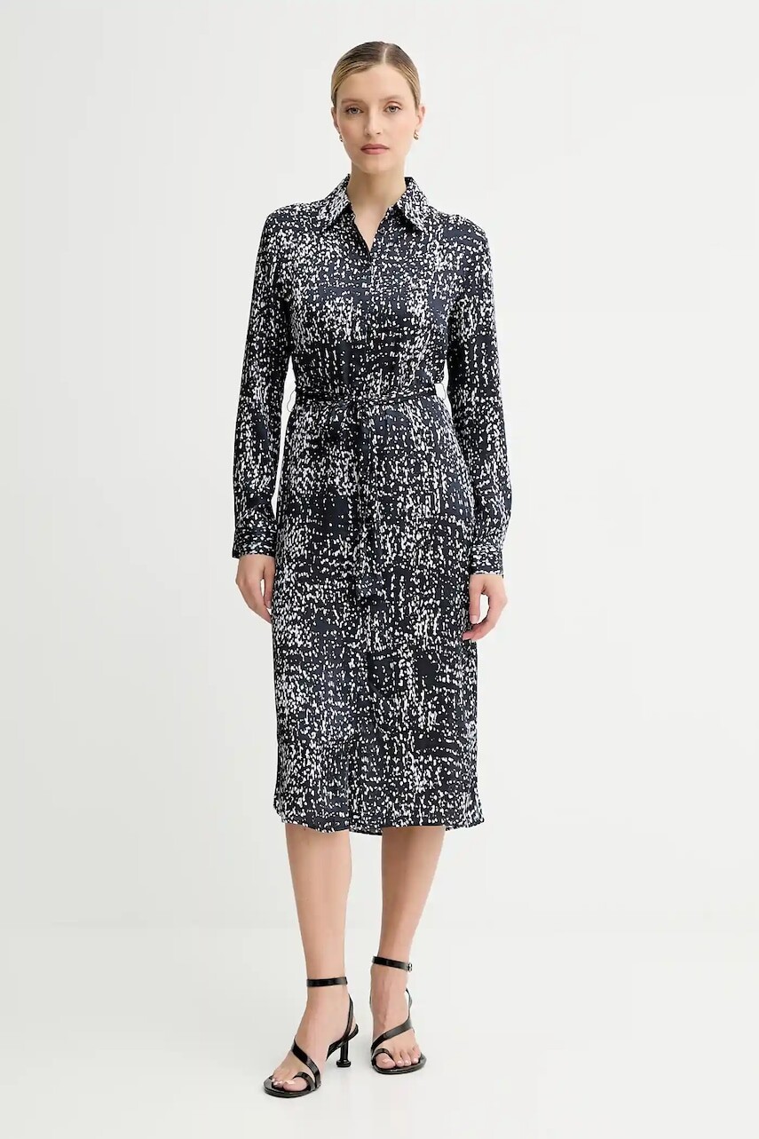 Šaty Calvin Klein tmavomodrá farba, midi, áčkový strih, LV044C060G