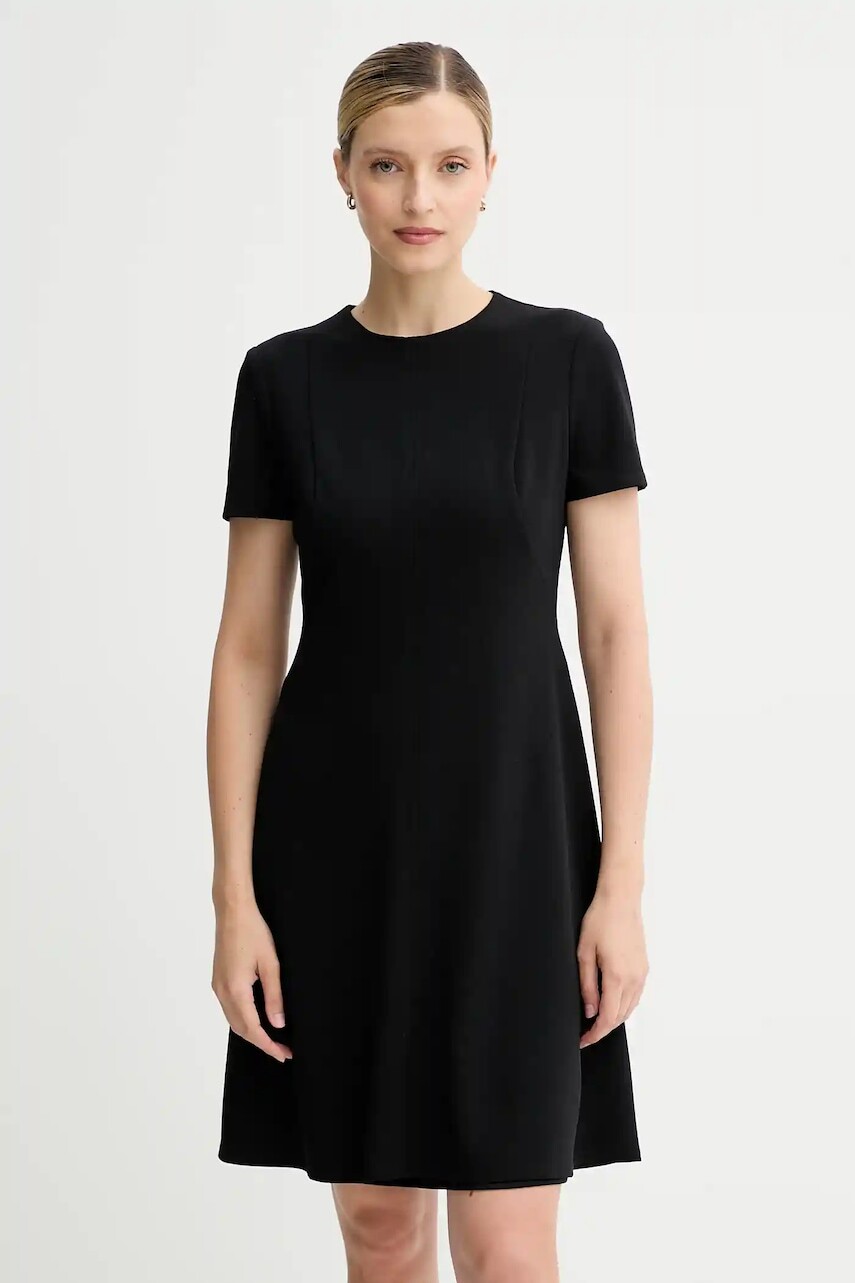 Šaty Calvin Klein čierna farba, mini, áčkový strih, LV044C064G