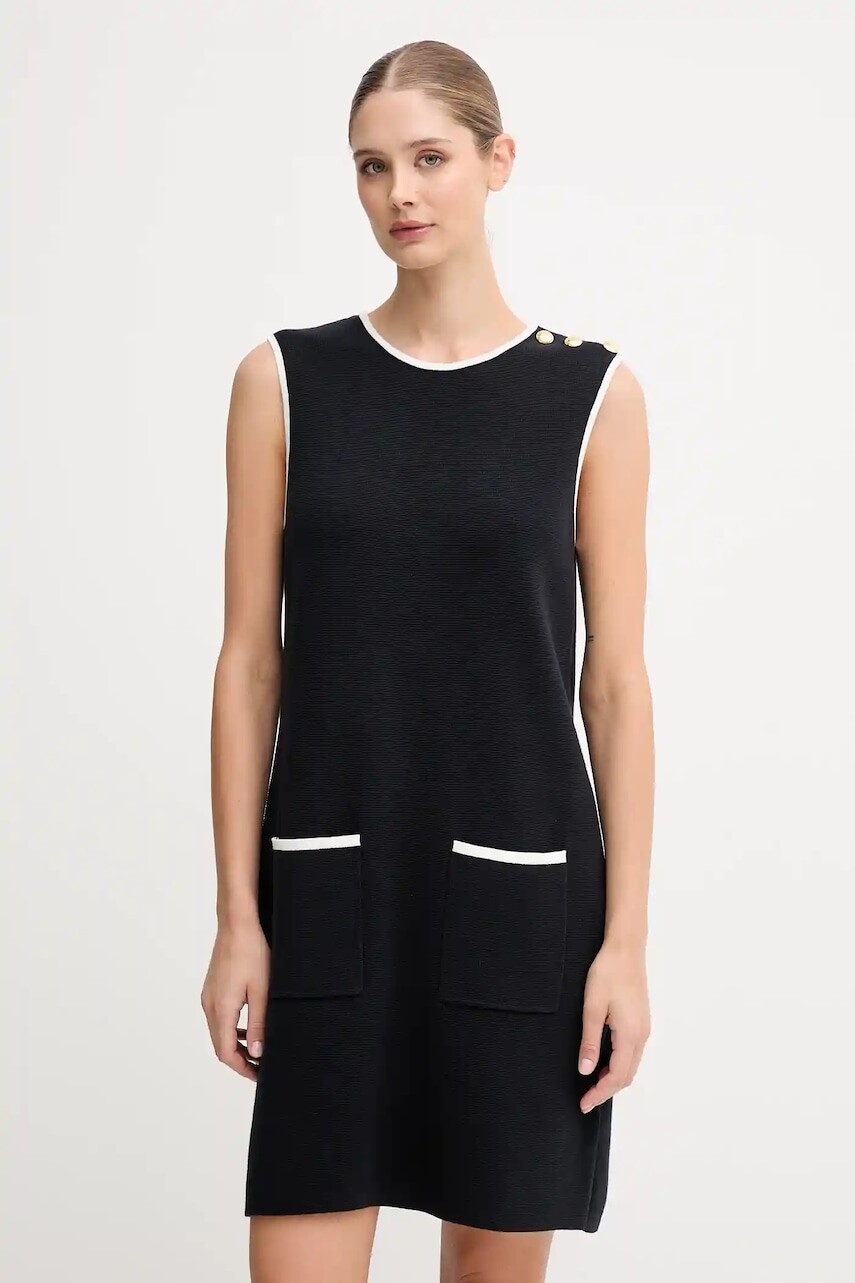 Bavlnené šaty Barbour COLLEEN tmavomodrá farba, mini, rovný strih, LDR0937