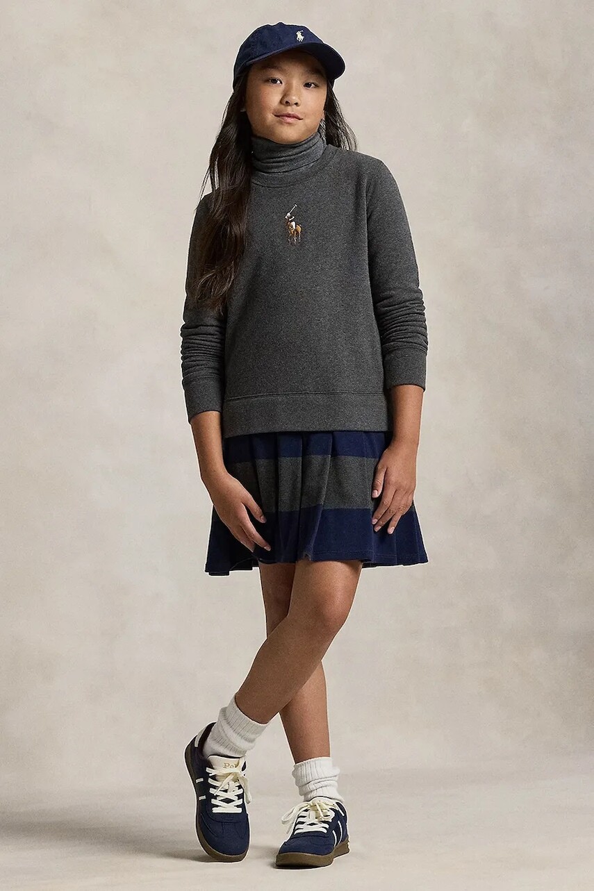 Dievčenské šaty Polo Ralph Lauren šedá farba, mini, áčkový strih, 313978991001