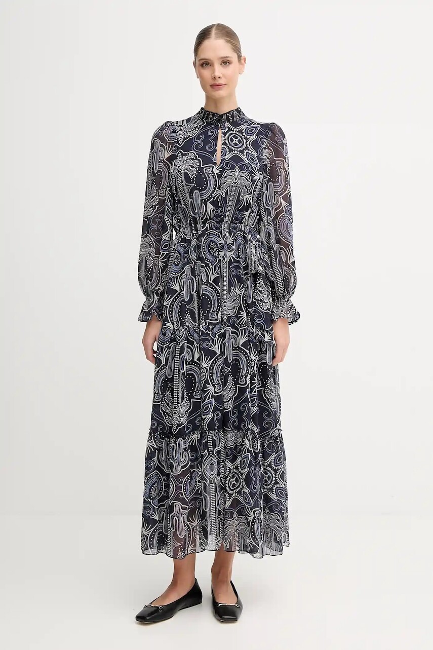 Šaty OUI tmavomodrá farba, maxi, áčkový strih, 94168