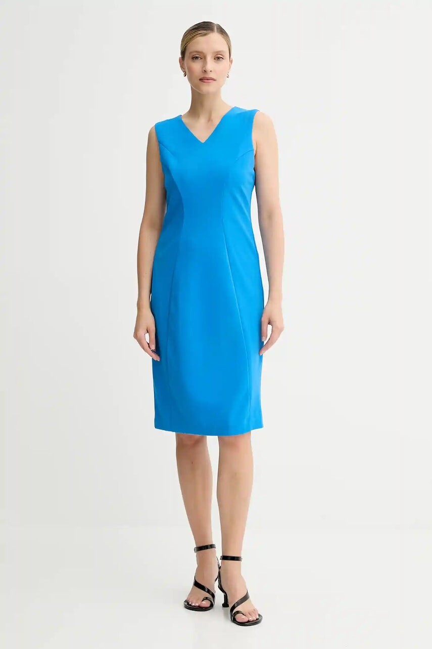 Šaty Calvin Klein modrá farba, mini, rovný strih, LV044C063G