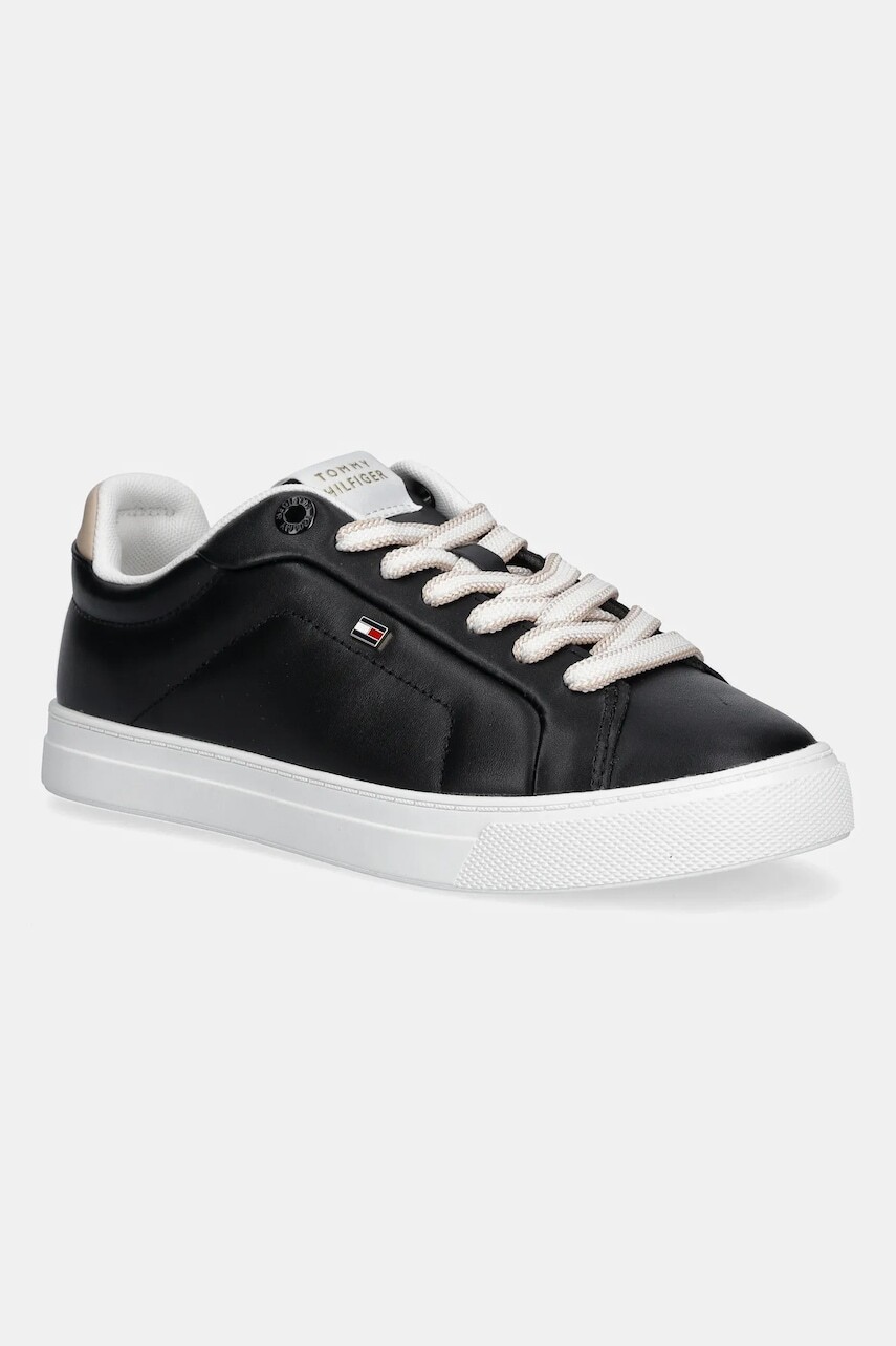 Kožené tenisky Tommy Hilfiger ICON COURT SNEAKER čierna farba, FW0FW08815