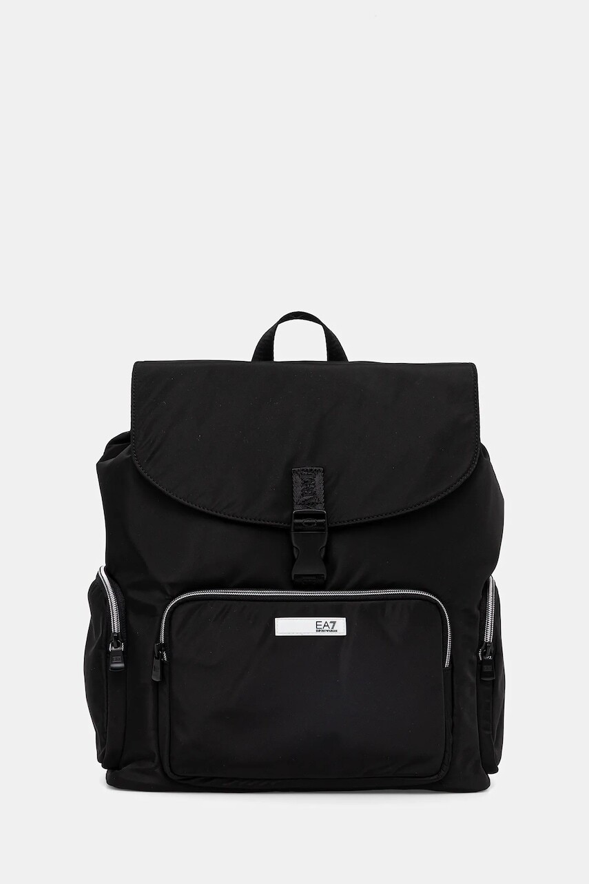 Ruksak EA7 Emporio Armani dámsky, čierna farba, malý, jednofarebný, AF18306.7W000740