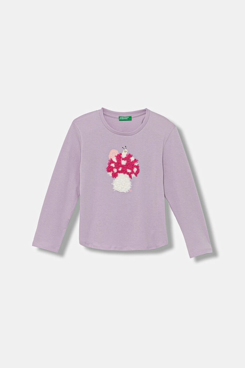 Detská bavlnená košeľa s dlhým rukávom United Colors of Benetton fialová farba, 3I1XG10K8