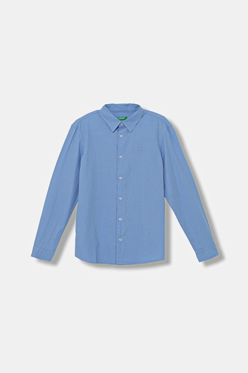 Detská bavlnená košeľa United Colors of Benetton modrá farba, 5DGXCQ00T