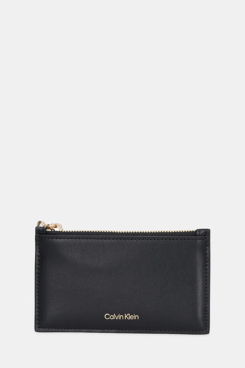 Kožená peňaženka Calvin Klein čierna farba, LV04F1076G