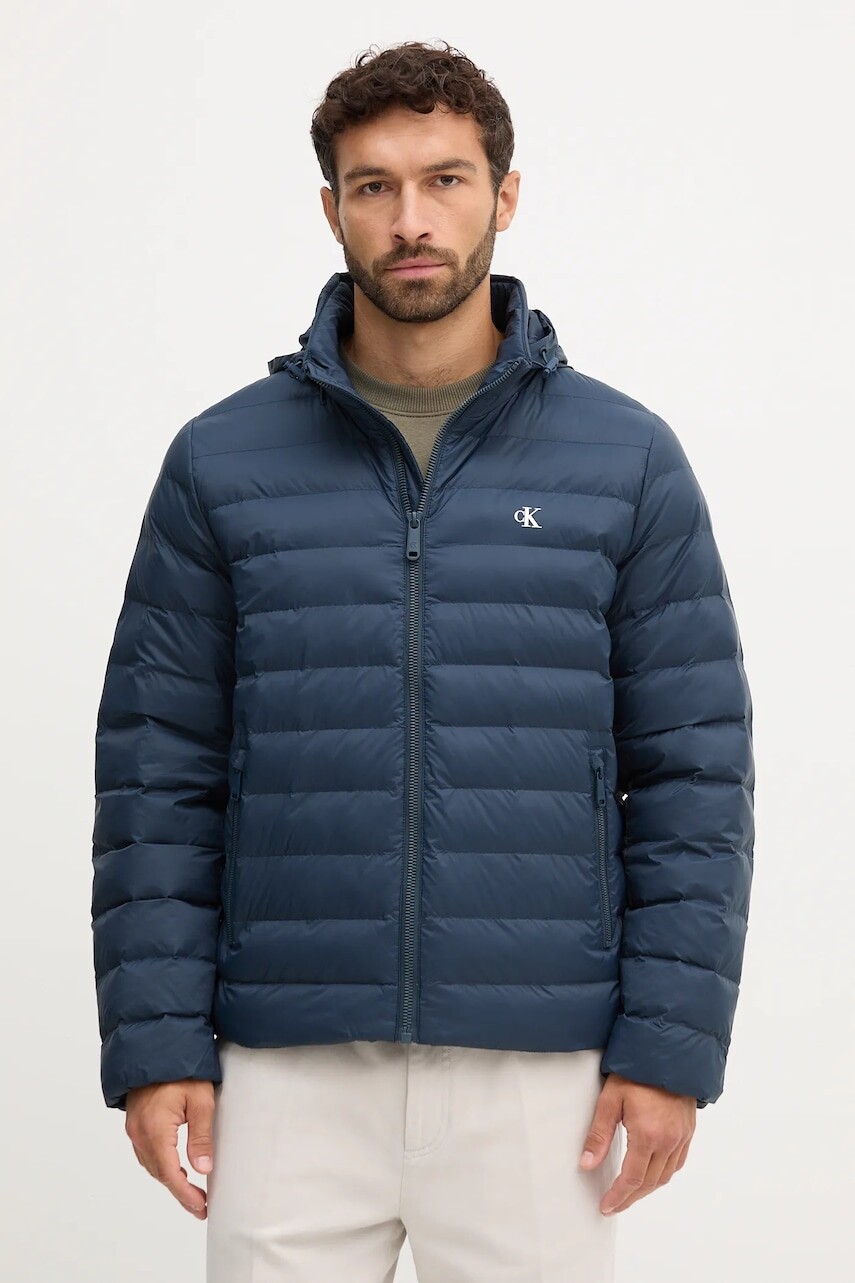 Bunda Calvin Klein Jeans tmavomodrá farba, prechodná, LV04RC511G