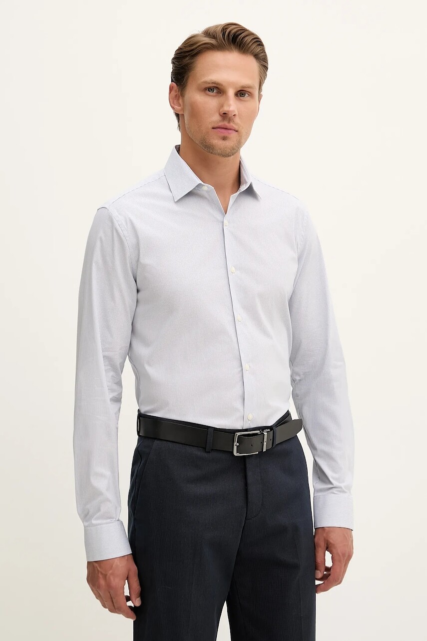 Košeľa Calvin Klein modrá farba, slim, s klasickým golierom, LV019EU039