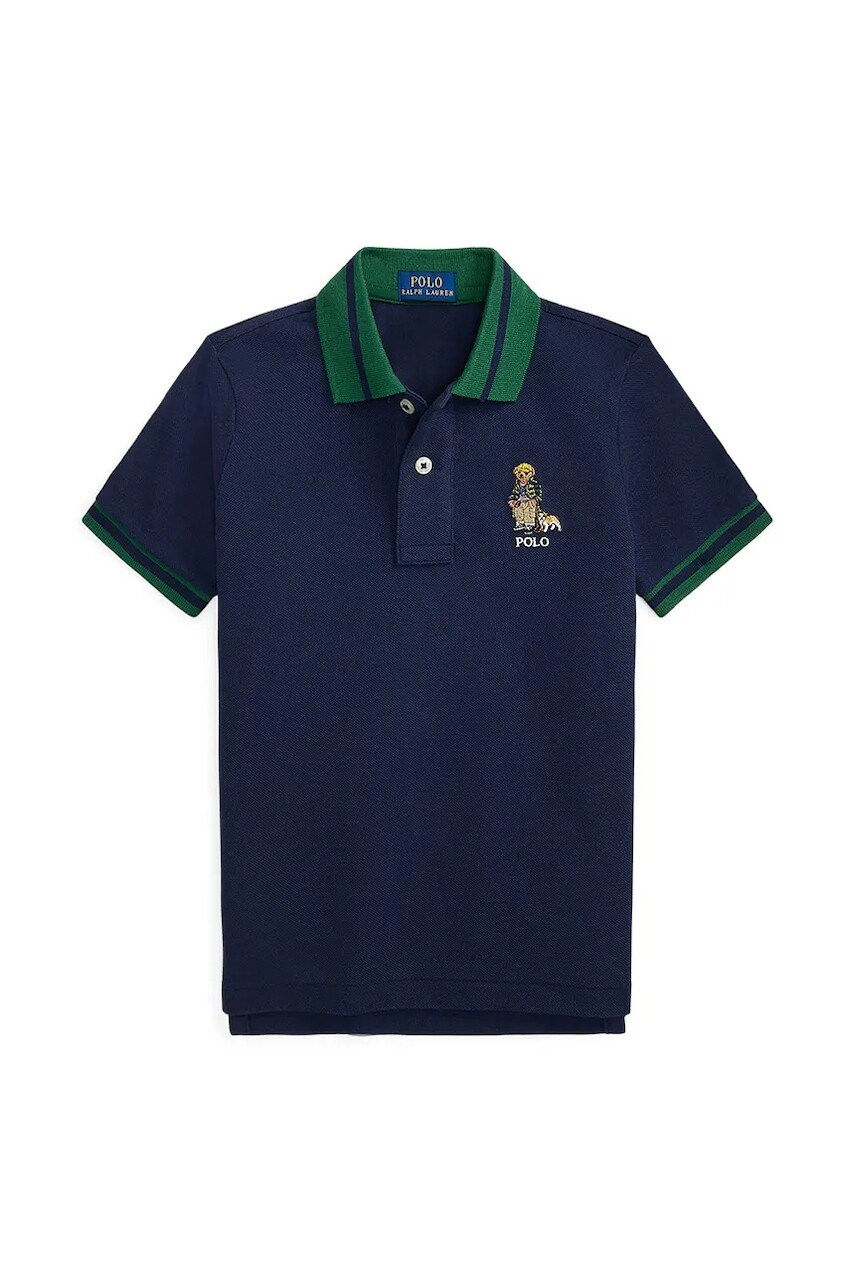 Detská bavlnená košeľa s dlhým rukávom Polo Ralph Lauren tmavomodrá farba, vzorovaná, 322980428001