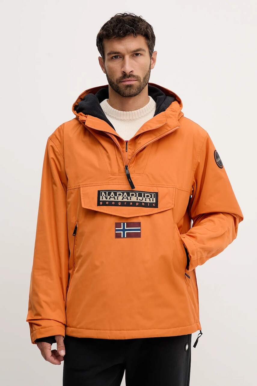 Bunda Napapijri Rainforest Next oranžová farba, prechodná, NP0A4IB9A681