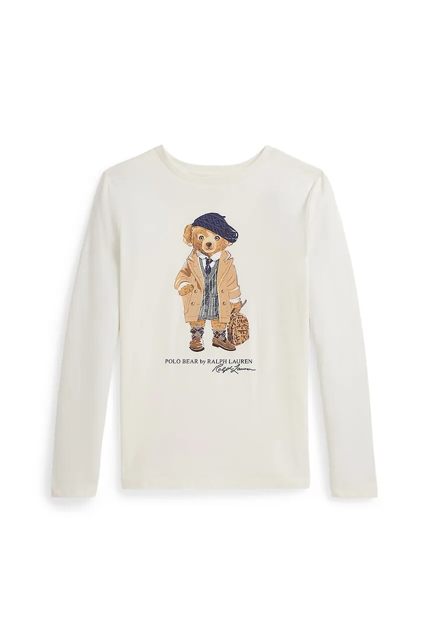 Bavlnené tričko s dlhým rukávom Polo Ralph Lauren biela farba, 313979034001