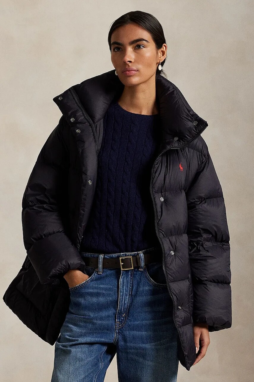 Páperová bunda Polo Ralph Lauren čierna farba, zimná, 211971186