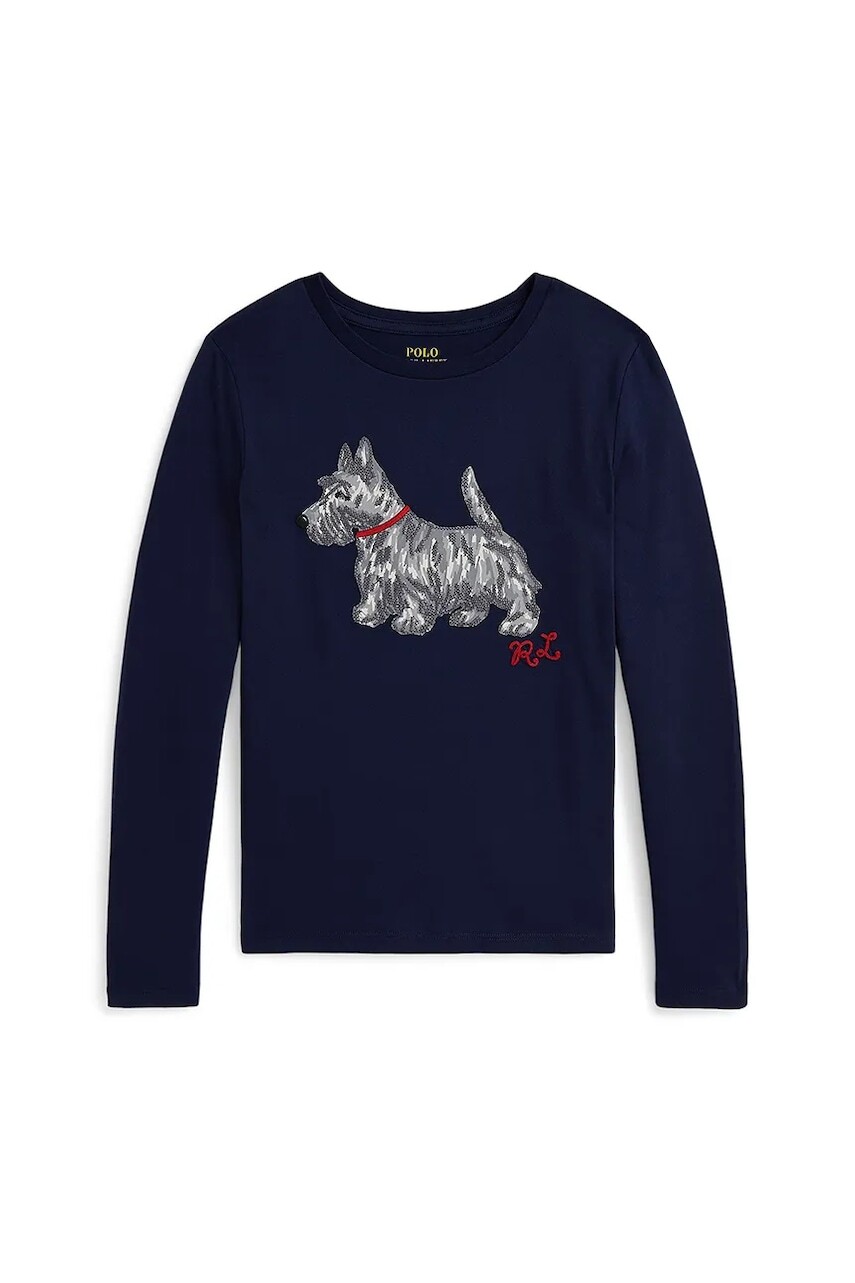 Detské tričko s dlhým rukávom Polo Ralph Lauren tmavomodrá farba, 313979013001