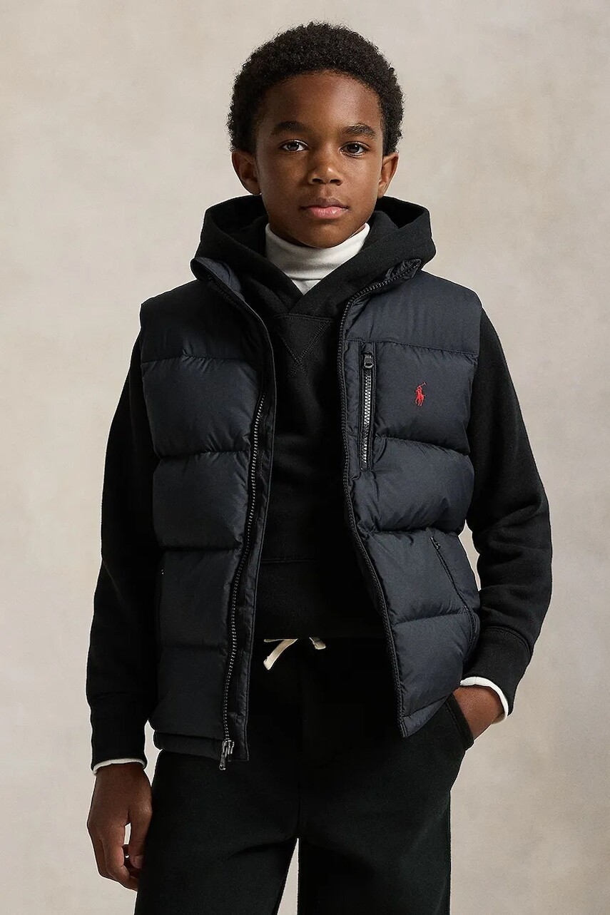 Detská vesta Polo Ralph Lauren čierna farba, 323969863001