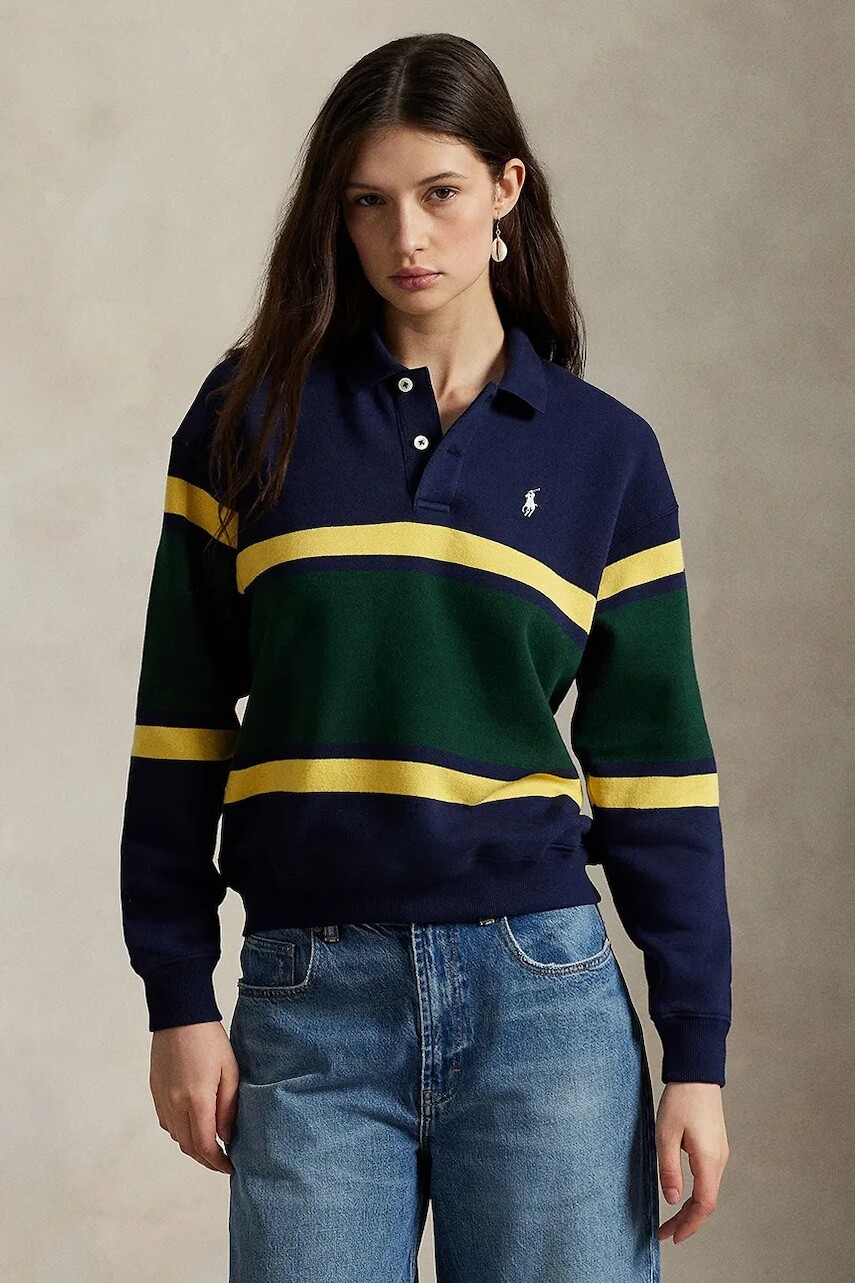 Mikina Polo Ralph Lauren tmavomodrá farba, vzorovaná, 211971755