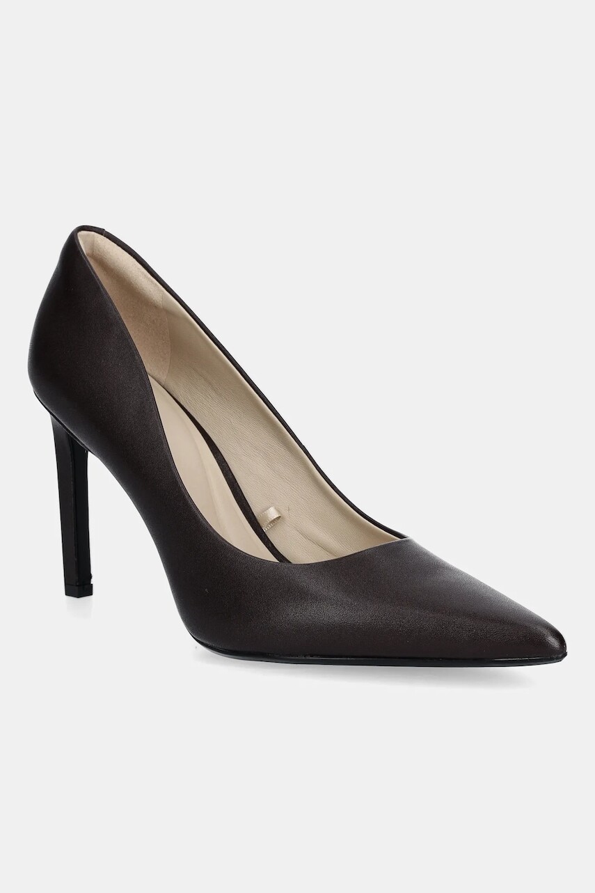 Kožené lodičky Calvin Klein ESS STILETTO 90 bordová farba, HW0HW02608