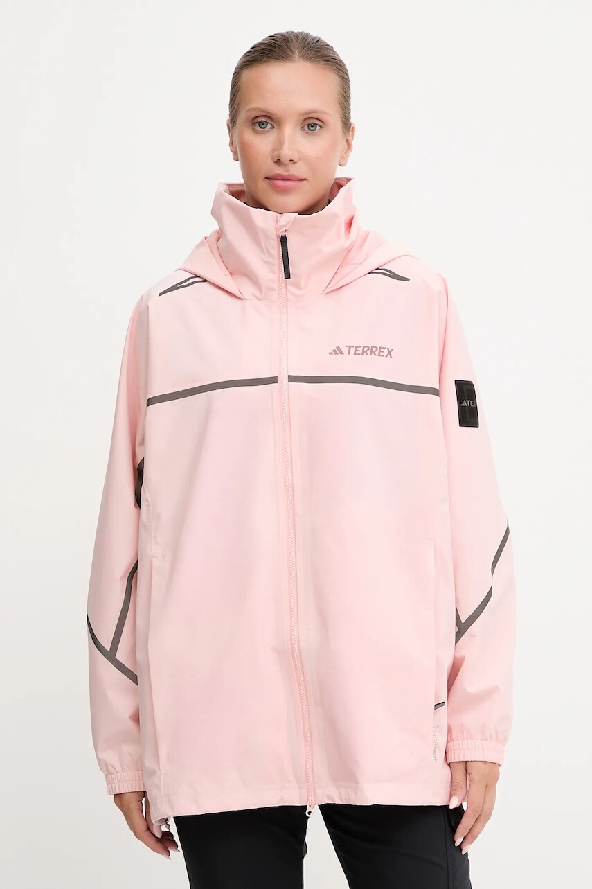 Turistická bunda adidas TERREX ružová farba, KC2347