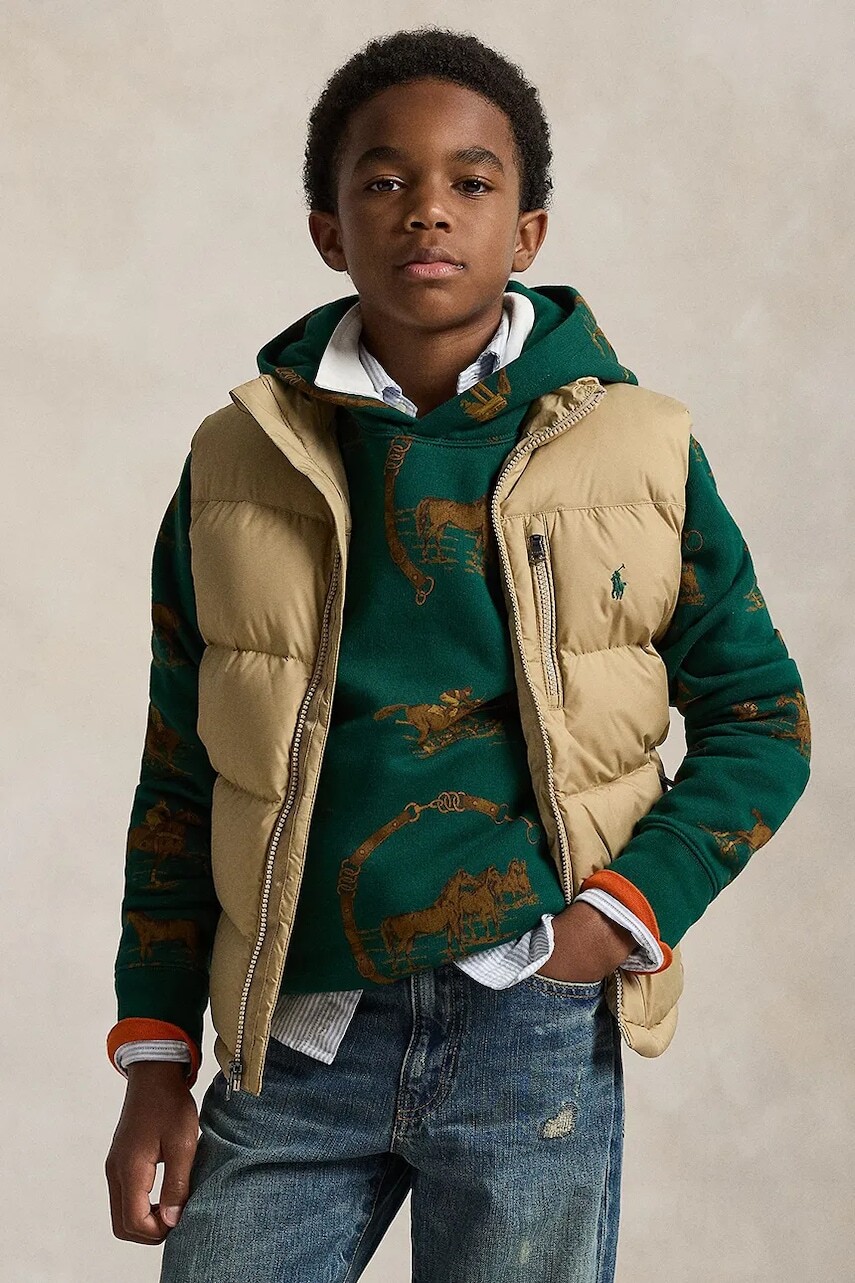 Detská vesta Polo Ralph Lauren béžová farba, 323969863003