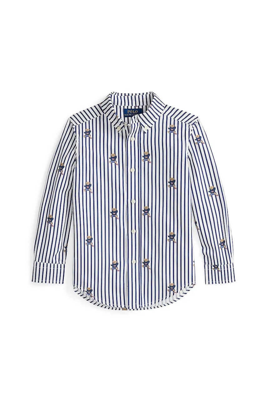 Detská bavlnená košeľa Polo Ralph Lauren tmavomodrá farba, 322979326001