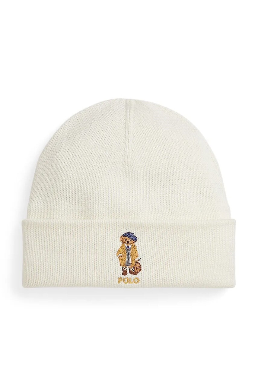Detská bavlnená čiapka Polo Ralph Lauren béžová farba biela, 313978909001