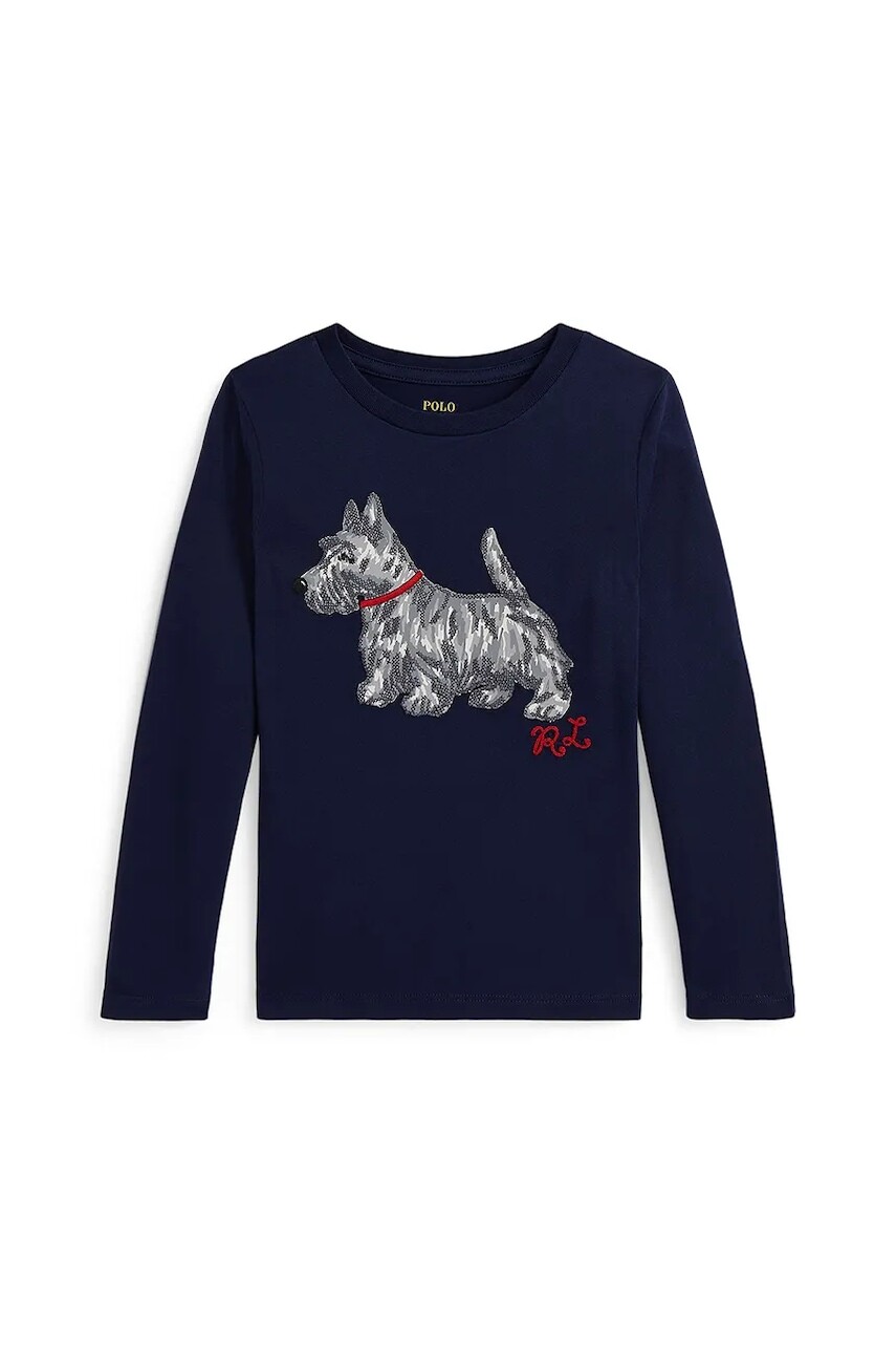 Detské tričko s dlhým rukávom Polo Ralph Lauren tmavomodrá farba, 312979013001